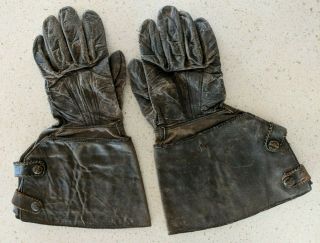 Early Nineteenth Century Antique Driving Gloves Motoring Or Motorcycle Gauntlets
