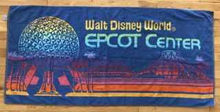 Vintage 1982 Walt Disney World Epcot Center Rainbow Beach Towel 26 " X54 " 1980s
