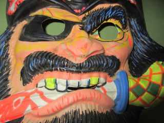 Vintage Ben Cooper Plastic Mask " Black Beard " Pirate Dagger In Mouth Real Scary