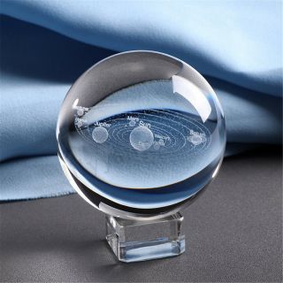 Laser Engraved Solar System Ball 3D Miniature Planets Sphere Glass Globe 2