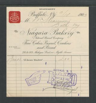 1903 Niagara Bakery { Nabisco National Biscuit Co } Buffalo Ny Antique Statement