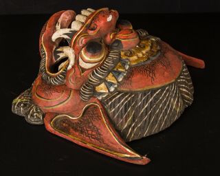 Indonesian Vintage Wooden Mask Red Garuda Bird Hindu Buddhist and Jain mythology 3