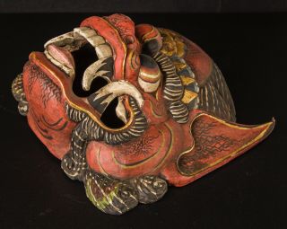 Indonesian Vintage Wooden Mask Red Garuda Bird Hindu Buddhist and Jain mythology 4