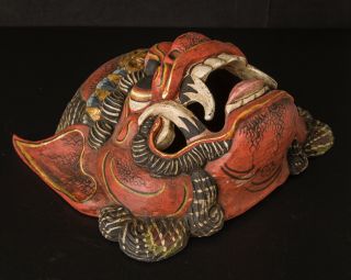 Indonesian Vintage Wooden Mask Red Garuda Bird Hindu Buddhist and Jain mythology 5