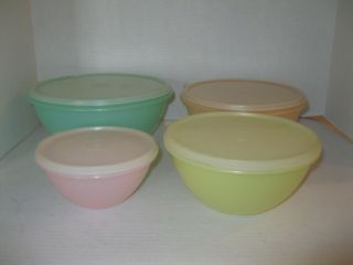 TUPPERWARE Set of 4 WONDERLIER BOWLS 2,  5,  8 & 12 CUP Vintage Pastel Colors 2