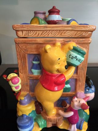 Rare Disney Store Winnie The Pooh The Cupboard Cookie Jar Eeyore Tigger Piglet