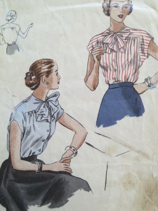 Vogue 6302 Vintage Blouse Sewing Dress Pattern Size 20 Bust 38 50s 1950s