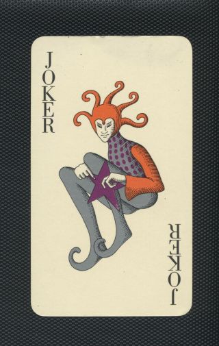 Vintage Joker Swap/playing Card Jolly Jester Orange Purple & Silver Costume