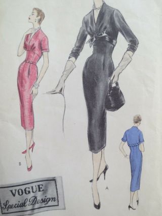Vogue Special Design S 4627 Vintage 55 Sewing Dress Pattern 14 Bust 32 50s 1950s