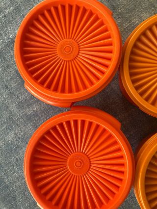 Tupperware Vintage 6 Small Bowls Lids Harvest colors orange Gold Brown yellow 6