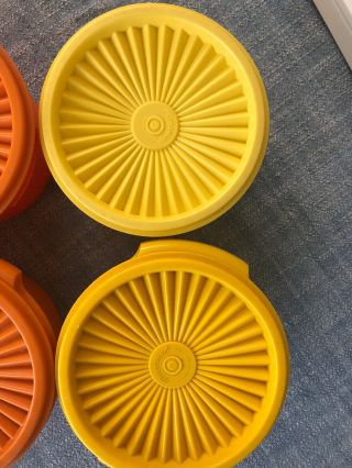 Tupperware Vintage 6 Small Bowls Lids Harvest colors orange Gold Brown yellow 8