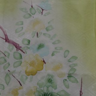 Japanese vintage kimono silk fabric Hand Painted Cherry Blossom 3