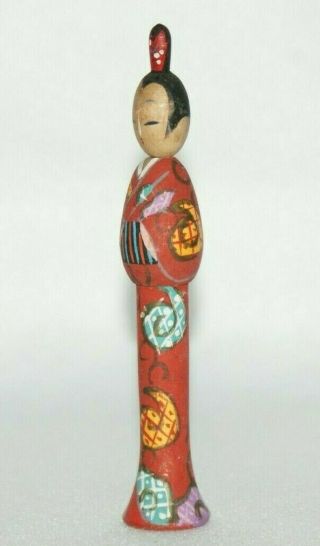 Heian Era Gorgeous Kimono Japanese Kokeshi Wooden Doll 4.  5 inches 2