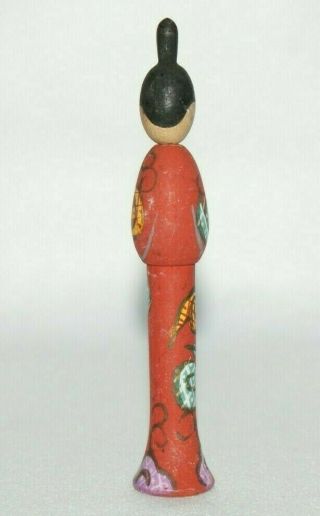Heian Era Gorgeous Kimono Japanese Kokeshi Wooden Doll 4.  5 inches 4