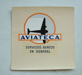 1940s/50s Airline Baggage Label Aviateca