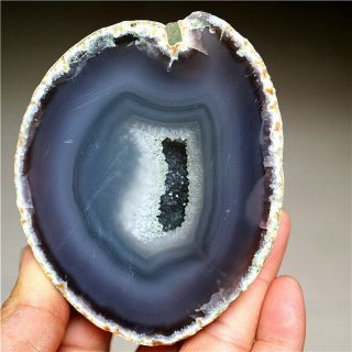 464g Face Polished One Half Natural Agate Geode Quartz Crystal Cornucopia