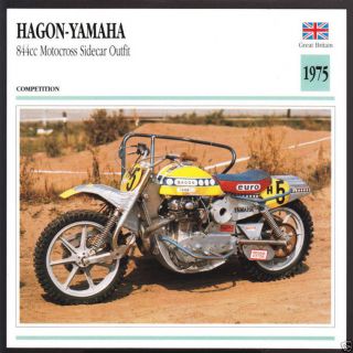 1975 Hagon - Yamaha 844cc Motocross Sidecar Outfit Race Motorcycle Photo Spec Card