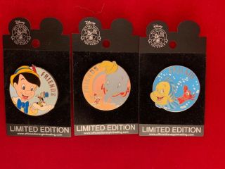 Disney Pins Rare Le Disney Surprise Pin Pinocchio,  Dumbo,  Flounder And Sebastian