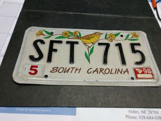 License Plate Vintage South Carolina Sc Wren Sft 715 1998 Rustic Usa