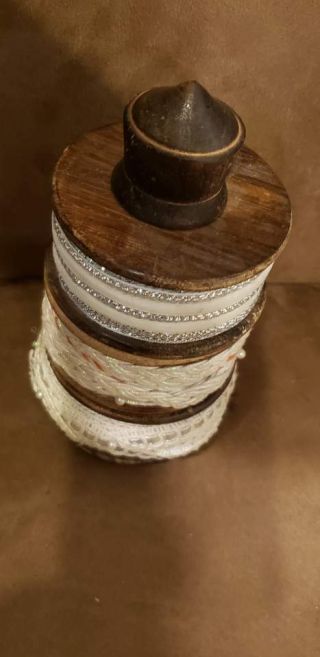 Vintage Wood Thread Spool Sewing Textile Bobbin 6 " H