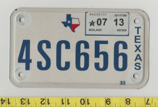 2013 Texas Motorcycle License Plate 4sc656
