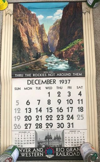 Denver & Rio Grande Western Rr Calendar 1938 Complete D&rgw Rr