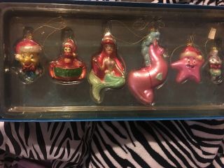 Rare Disney Store Little Mermaid Blown Glass Ornaments Princess Ariel & Friends