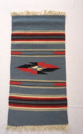 Mexican Saltillo Hand Woven Table Runner /rug Vintage South Western
