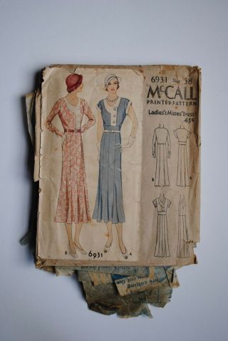 Mccall 6931 Antique Sewing Pattern Women 