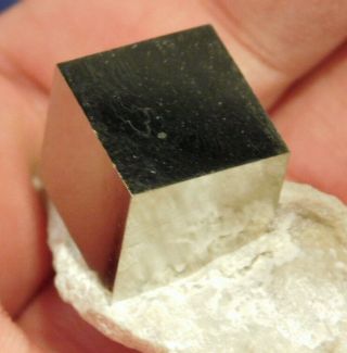 A Perfectly Square 100 Natural Pyrite Crystal Cube On Matrix Spain 25.  5gr E