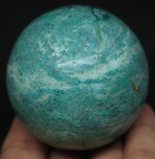56mm 8.  4oz Natural Blue Chrysocolla Crystal Sphere Ball