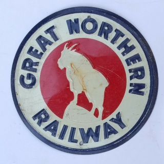 Vintage 1950s Great Northern Railway Small Tin Sign Post Cereal Train Metal