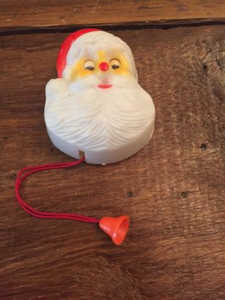 Vintage Plastic Santa Brooch Christmas Pin Pull String Nose Lights Up