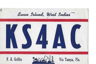 1947 Ks4ac Swan Island Qsl Radio Card