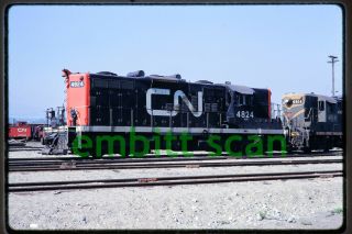 Slide,  Cn Canadian National Gmd Gp7m 4824 At North Vancouver Bc,  1969