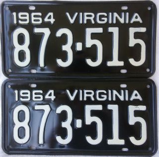 Set Of 1964 Virginia License Plates - Old Stock -