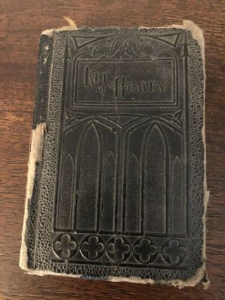 Antique 1939 Key Of Heaven Leather Bound Catholic Prayer Devotions Book English