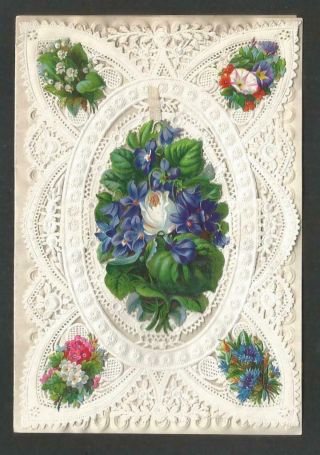 J60 - Victorian Paper Lace Valentine Card - Lifting Scrap - Hidden Message