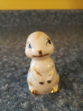 Vintage Ceramic Bunny Rabbit Figurine Floral and Gold Trim 2