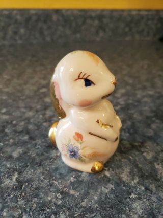 Vintage Ceramic Bunny Rabbit Figurine Floral and Gold Trim 3