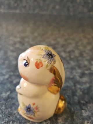 Vintage Ceramic Bunny Rabbit Figurine Floral and Gold Trim 4