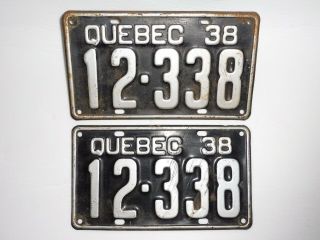 1938 Quebec License Plate Canada Tag Sign Automobile