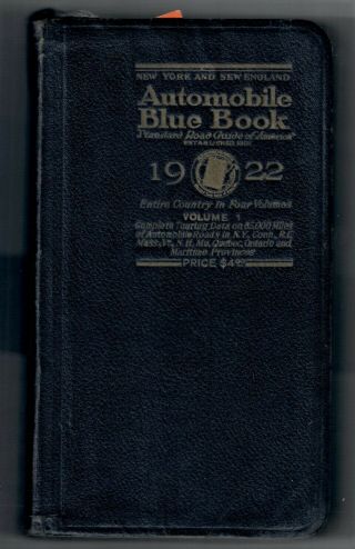 1922 Automobile Blue Map Book Guide York Nj Ct Pa England East Us Canada V 1