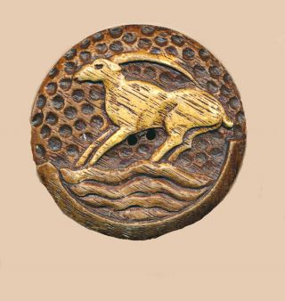 Large Burwood Button With Antelope Design,  Art Deco Look