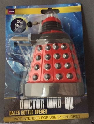 Dr252 Doctor Who Red Dalek Bottle Opener W/sound Effects Bbc Soda Beer Beverage