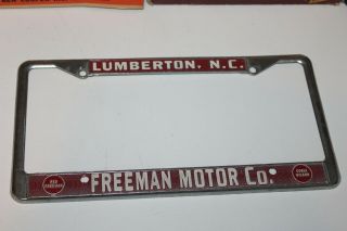 Vintage Freeman Motor Co.  Lumberton N.  C.  License Plate Frame