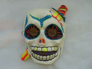 Vintage Child Halloween Mask Zombie - Skeleton Knife Thru Skull Ben Cooper?