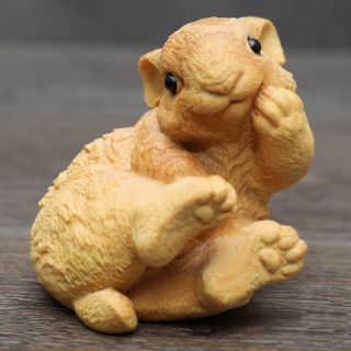 Nx001 - 6 6 6 Cm Carved Boxwood Carving Figurine - Lovely Rabbit