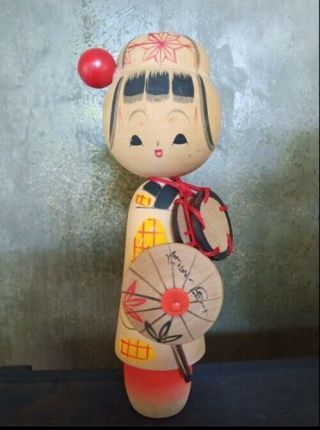 Large 8.  5 " Vintage Japanese Hand Made Wood Kokeshi Doll