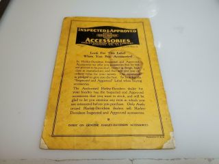 1929 HARLEY DAVIDSON MOTORCYCLES INSPECTED & AND APPROVED ACCESSORIES BOOK 3